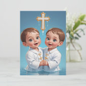 Uitnodigingen voor de moderne tweelingdoop (Staand voorkant)