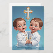 Uitnodigingen voor de moderne tweelingdoop (Voorkant / Achterkant)