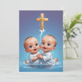 Uitnodigingen voor de moderne tweelingdoop (Staand voorkant)