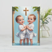 Uitnodigingen voor de moderne tweelingdoop (Staand voorkant)