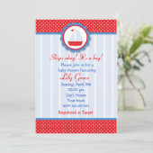 Uitnodigingen voor de Nautische babydouche (Staand voorkant)