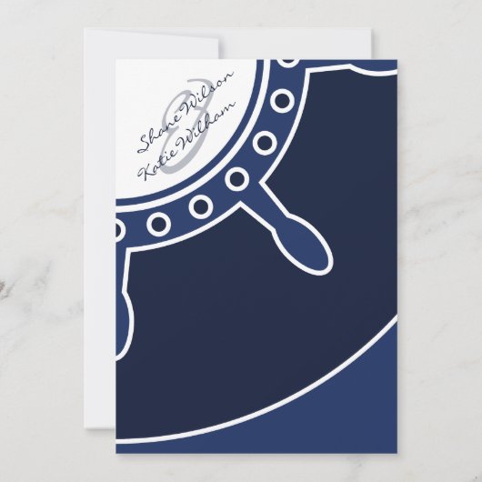 Uitnodigingen voor de Nautische marineblauwe en wi (Achterkant)