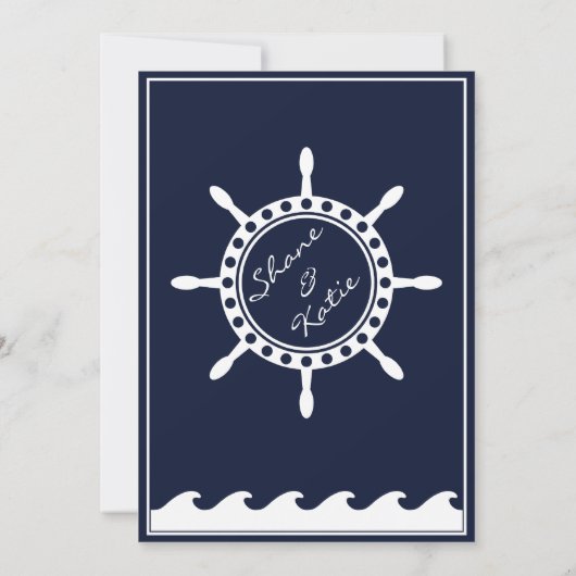 Uitnodigingen voor de Nautische marineblauwe en wi (Achterkant)