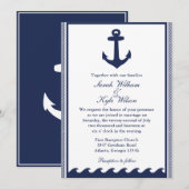 Uitnodigingen voor de Nautische marineblauwe en wi (Voorkant / Achterkant)