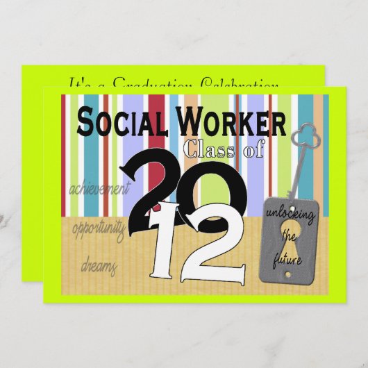 Uitnodigingen voor de opleiding van maatschappelij (Voorkant / Achterkant)