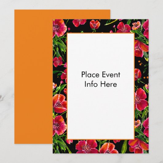 Uitnodigingen voor de Poppy Garden (Voorkant / Achterkant)