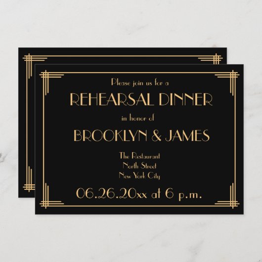 Uitnodigingen voor de repetitie van de Great Gatsb (Voorkant / Achterkant)