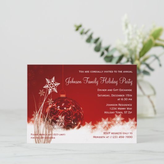 Uitnodigingen voor de Rode Kerstfeestdag (Staand voorkant)