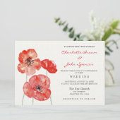 Uitnodigingen voor de Rode Poppy-bruiloft (Staand voorkant)