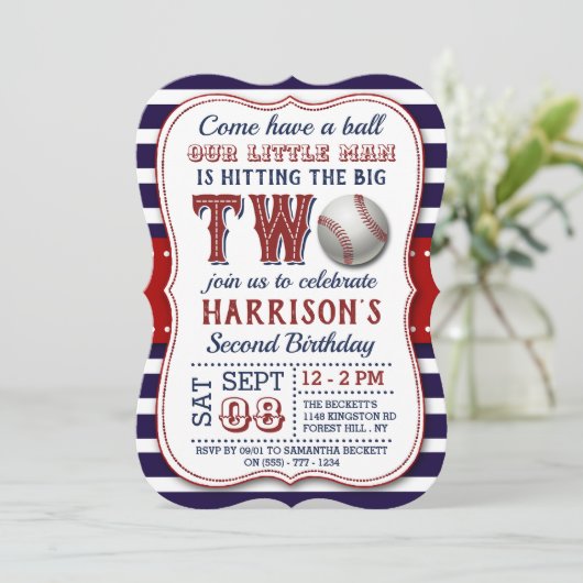 Uitnodigingen voor de tweede Baseball (Staand voorkant)
