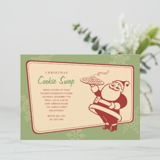 Uitnodigingen voor de uitwisseling van kerstkoekje (Staand voorkant)