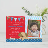 Uitnodigingen voor de verjaardag van de puppy (Staand voorkant)