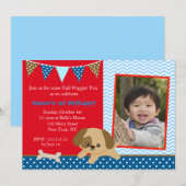 Uitnodigingen voor de verjaardag van de puppy (Voorkant / Achterkant)