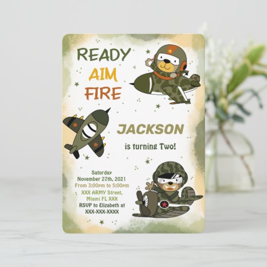 Uitnodigingen voor de verjaardag van het leger (Staand voorkant)