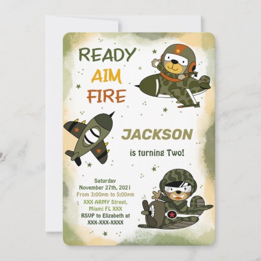 Uitnodigingen voor de verjaardag van het leger (Voorkant)