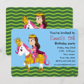 Uitnodigingen voor de verjaardag van prinses en po (Voorkant / Achterkant)