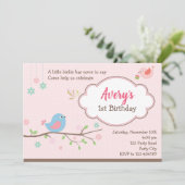 Uitnodigingen voor de verjaardag van vogels (geper (Staand voorkant)