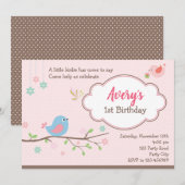 Uitnodigingen voor de verjaardag van vogels (geper (Voorkant / Achterkant)