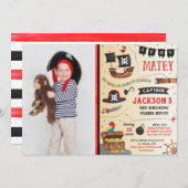 Uitnodigingen voor de verjaardagsdag van de Pirate (Voorkant / Achterkant)