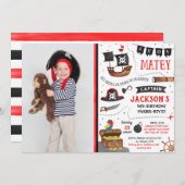 Uitnodigingen voor de verjaardagsdag van de Pirate (Voorkant / Achterkant)