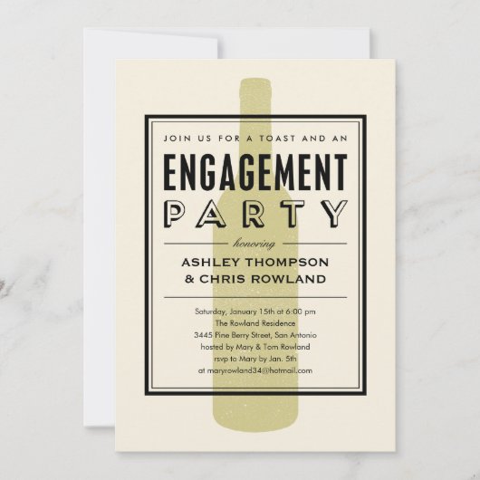 Uitnodigingen voor de Wine Bottle Engagement Party (Voorkant)