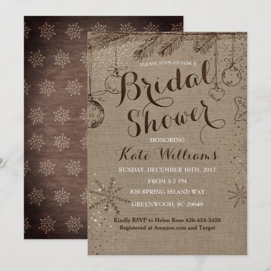 Uitnodigingen voor de Winterbridal van Rustic Kraf (Voorkant / Achterkant)