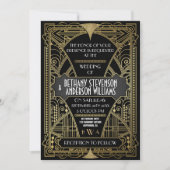 uitnodigingen voor deco-weddenschappen in zwart-w (Voorkant)