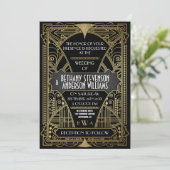 uitnodigingen voor deco-weddenschappen in zwart-w (Staand voorkant)