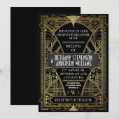 uitnodigingen voor deco-weddenschappen in zwart-w (Voorkant / Achterkant)