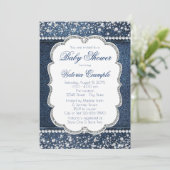 Uitnodigingen voor Denim Diamond Baby Shower (Staand voorkant)