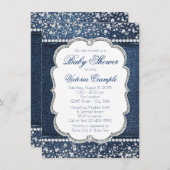 Uitnodigingen voor Denim Diamond Baby Shower (Voorkant / Achterkant)