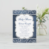 Uitnodigingen voor Denim Diamond Baby Shower (Staand voorkant)