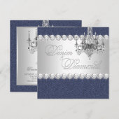 Uitnodigingen voor Denim en Diamond Party (Voorkant / Achterkant)