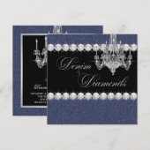 Uitnodigingen voor Denim en Diamond Party (Voorkant / Achterkant)