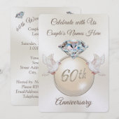 Uitnodigingen voor diamanten huwelijksjubileumfees (Voorkant / Achterkant)