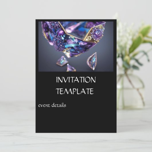 Uitnodigingen voor Diamond Jewels Party (Staand voorkant)