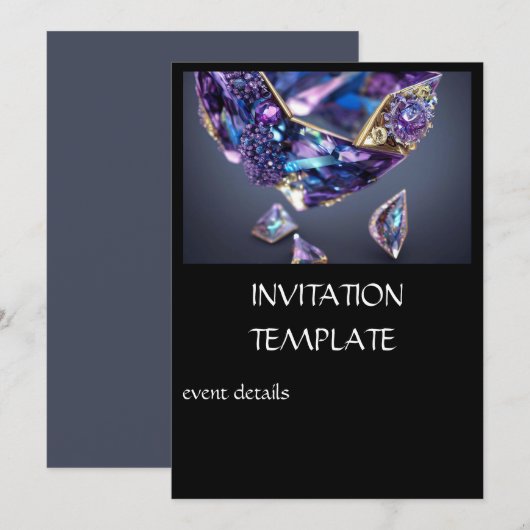 Uitnodigingen voor Diamond Jewels Party (Voorkant / Achterkant)