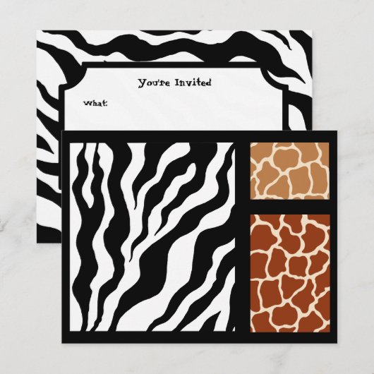 Uitnodigingen voor dierenprints (Voorkant / Achterkant)