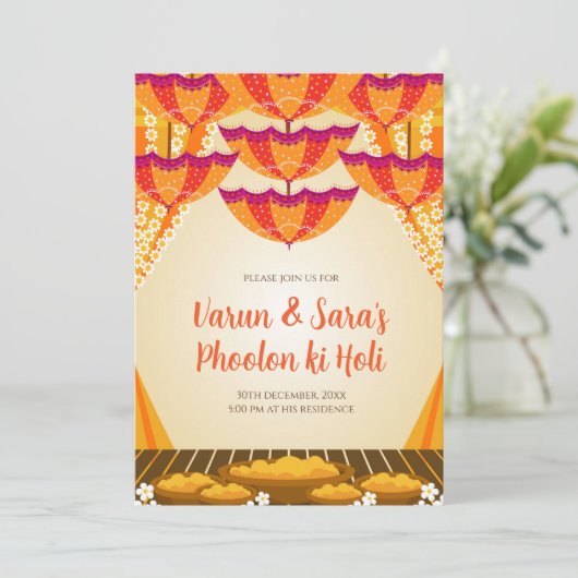 Uitnodigingen voor Digital Haldi & uitnodigingen v (Staand voorkant)