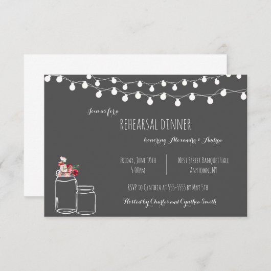 Uitnodigingen voor diners met een trouwe krijtbord (Voorkant / Achterkant)