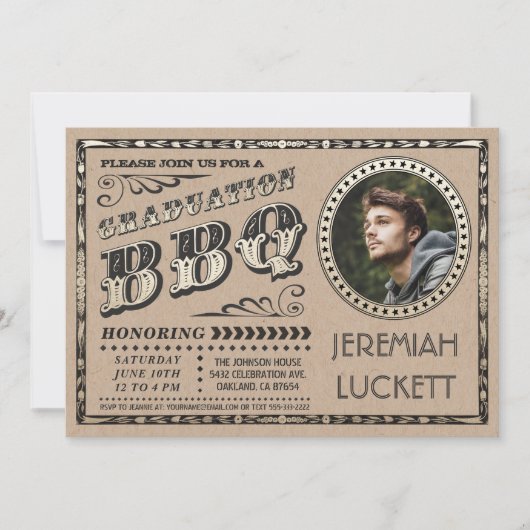 Uitnodigingen voor diploma BBQ | Aangepaste foto (Voorkant)