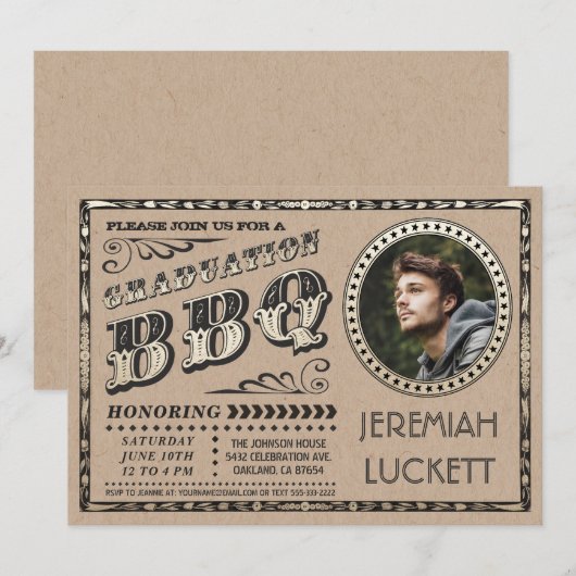 Uitnodigingen voor diploma BBQ | Aangepaste foto (Voorkant / Achterkant)