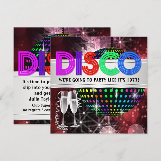 Uitnodigingen voor discodansfeesten (Voorkant / Achterkant)