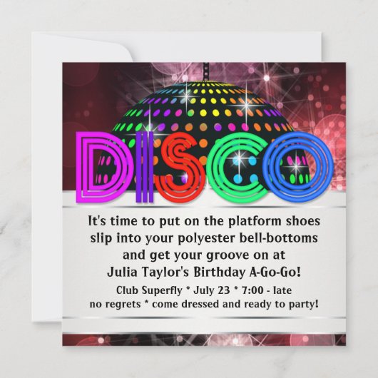 Uitnodigingen voor discodansfeesten (Achterkant)