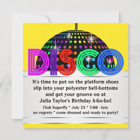 Uitnodigingen voor discodansfeesten (Achterkant)