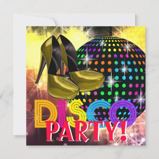 Uitnodigingen voor Discofeest met Hoge Hakken Scho (Voorkant)