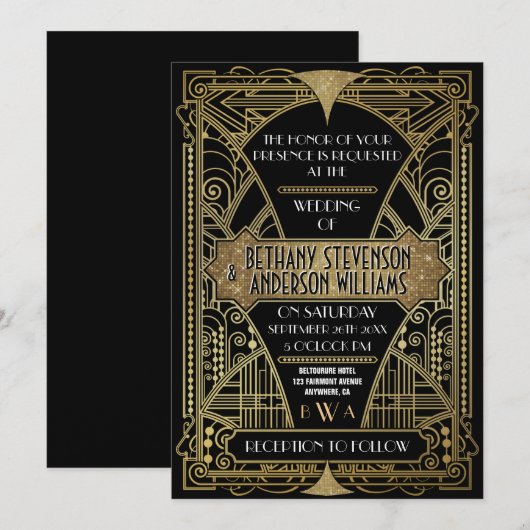 uitnodigingen voor donkere en gouden kunst (Voorkant / Achterkant)