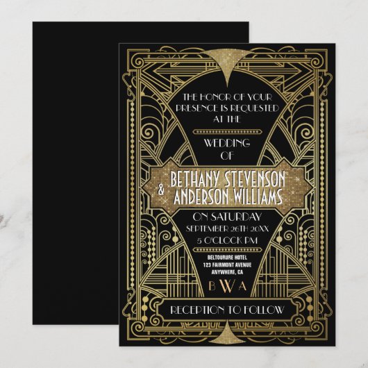 uitnodigingen voor donkere en gouden kunst (Voorkant / Achterkant)