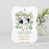 Uitnodigingen voor Doopfeest met Foto Jongen of Me (Staand voorkant)