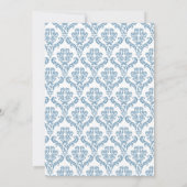 Uitnodigingen voor Dusk Blue en White Damask Weddi (Achterkant)